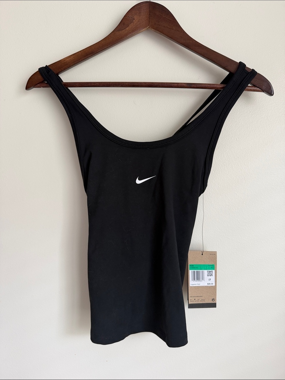Nike Black Dri-fit Tank Top with White Swoosh Youth Girls NWT